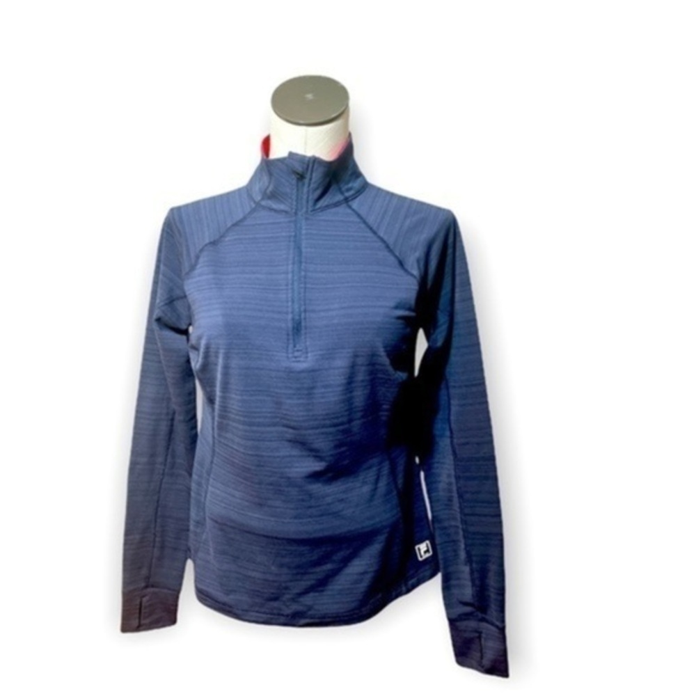 Fila Blue Woman’s Active Pull Over half zipper pleated back top Size Medium